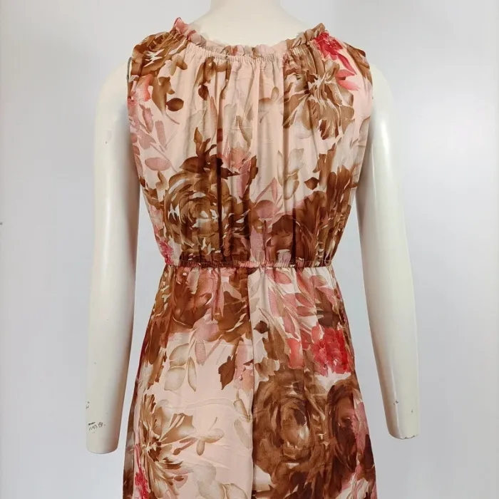 Robe Longue - Sen YA - taille L - Rose pastel - Col rond Perles, sans manche - A206 - photo numéro 5