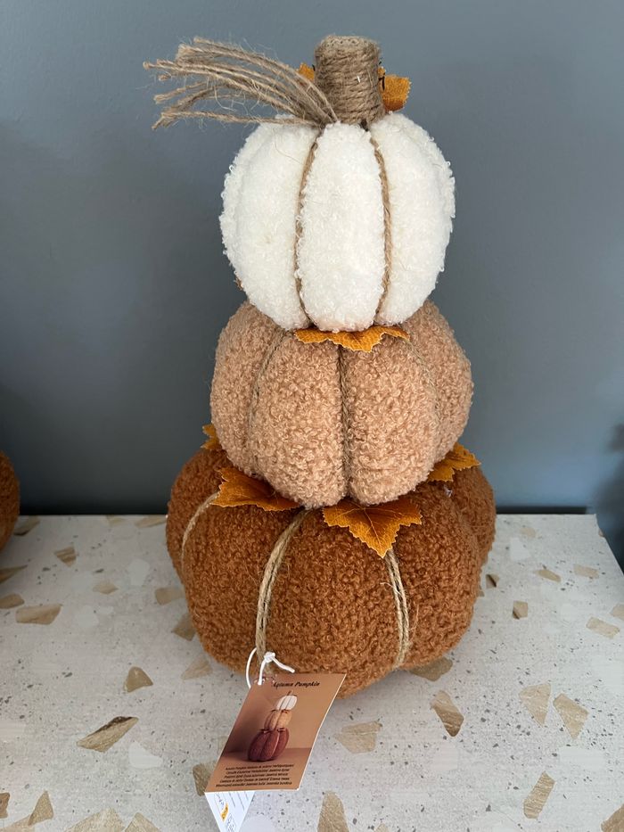 Décoration automne 3 citrouilles empilées