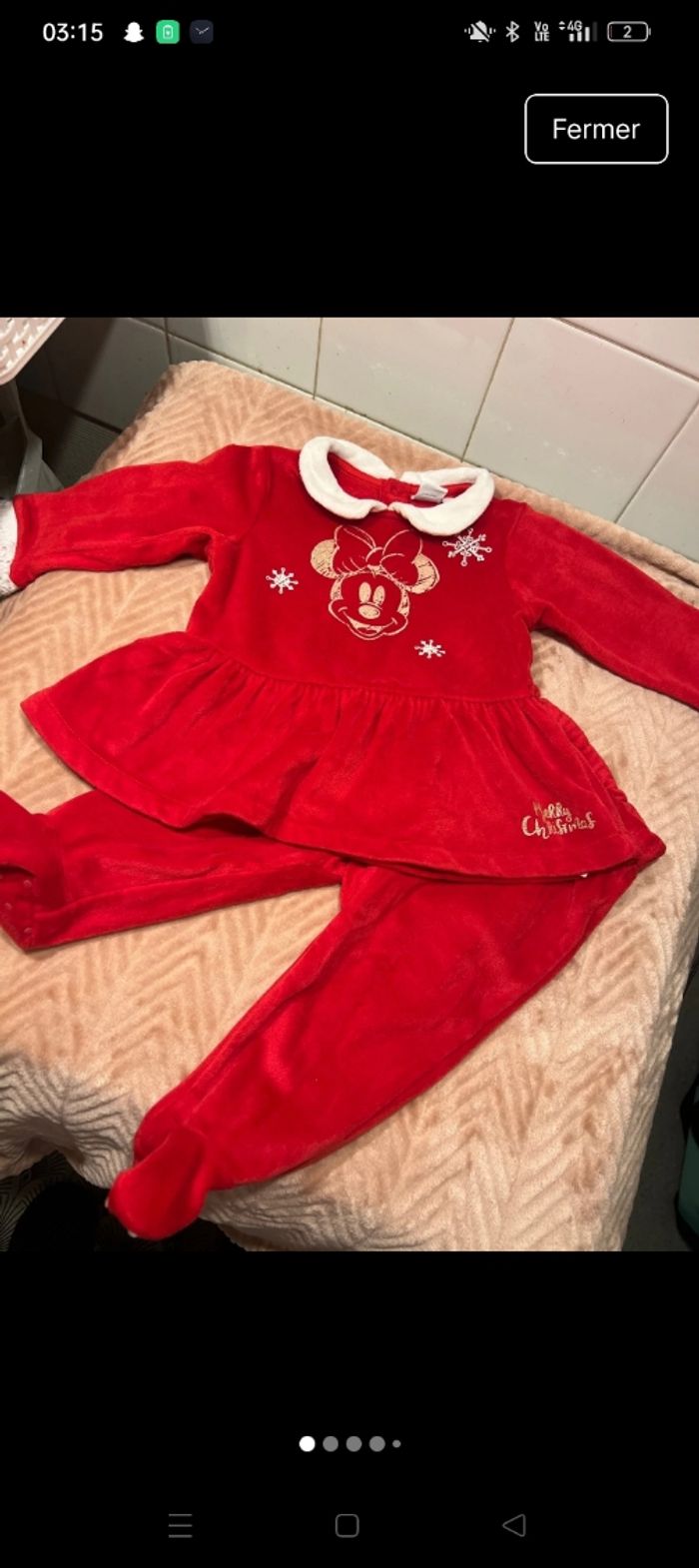 Pyjama 3 pièces Minnie noel