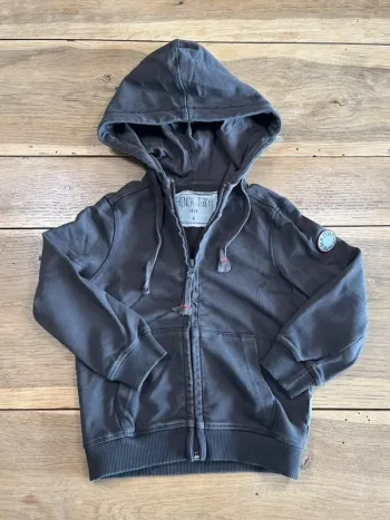 Sweat à zip et capuche marron French Terry 18.18