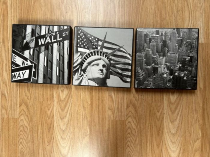 Lot de 3 cadres en bois new york
