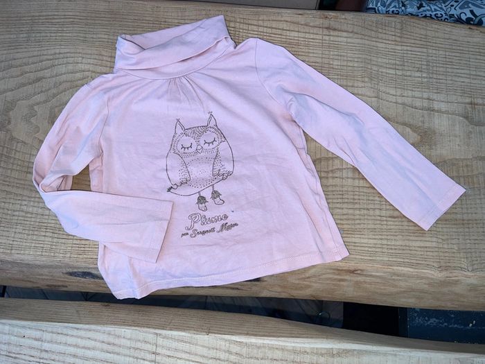 Sous pull fille sergent major 4 ans chouette hibou saumon - photo numéro 4