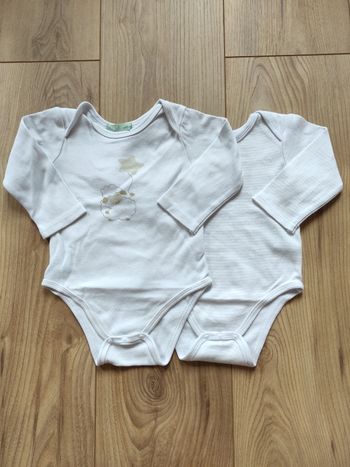 Lot 2 bodies manches longues 12 mois Mes petits cailloux