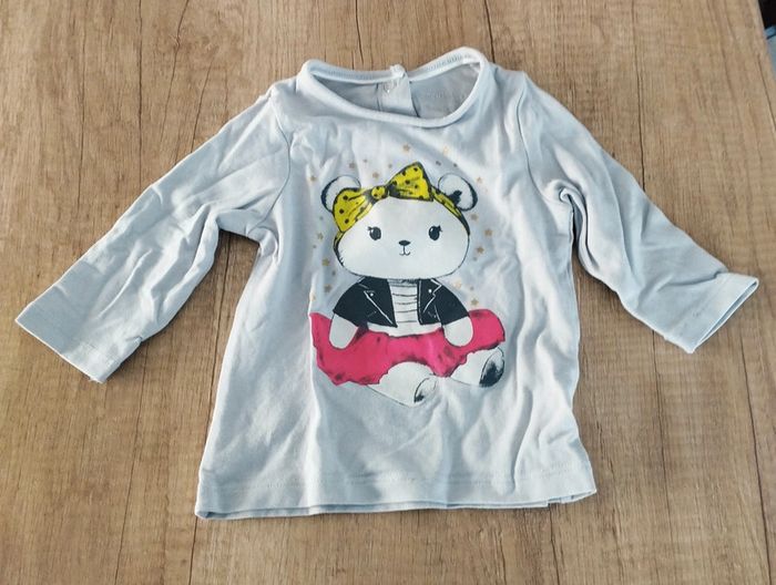 T-shirt manches longues fille gris taille 3 mois Orchestra - photo numéro 2