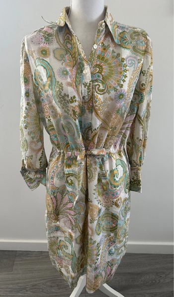 Robe à fleurs Paisley mandalas multicolore pastel Manderley Vintage T38 M