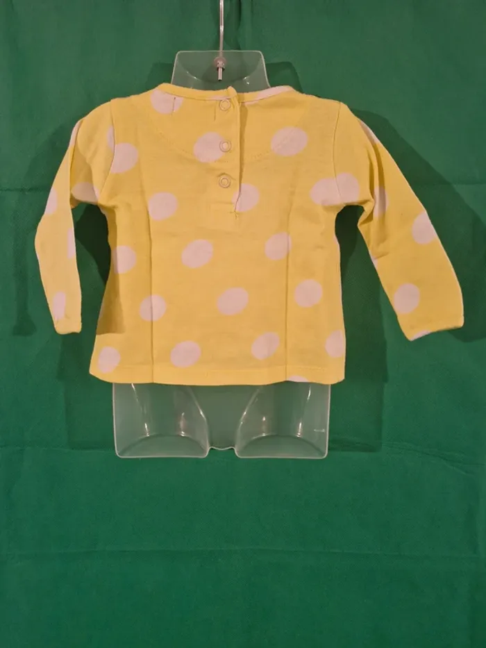 T-shirt manches longues à pois jaune blanc 3 mois Tissaia - photo numéro 2
