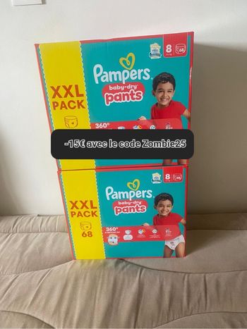 2 cartons de couches Pampers taille 8