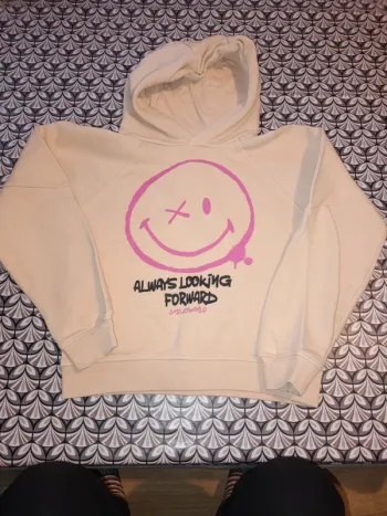 Sweat à capuche Smiley World beige fille 10 ans