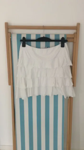 Jupe été blanche à volants taille 40