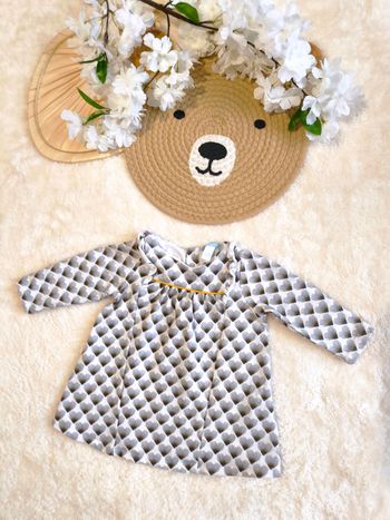 ✨ Robe bébé fille Obaïbi 6 mois 68 cm imprimé graphique manches longues
