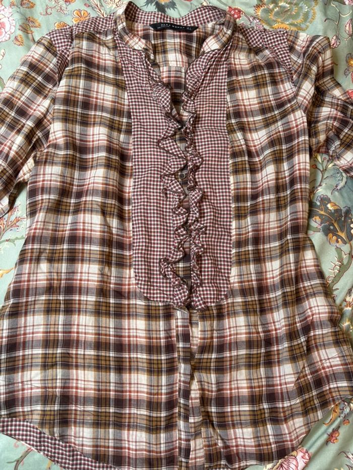 Superbe chemise style vintage 1960 à carreaux et volants S/36 - photo numéro 8