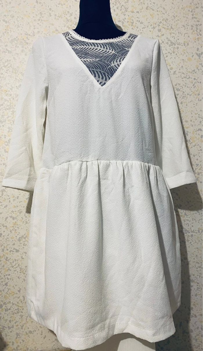Robe nathael crepe blanche dentelle 38
