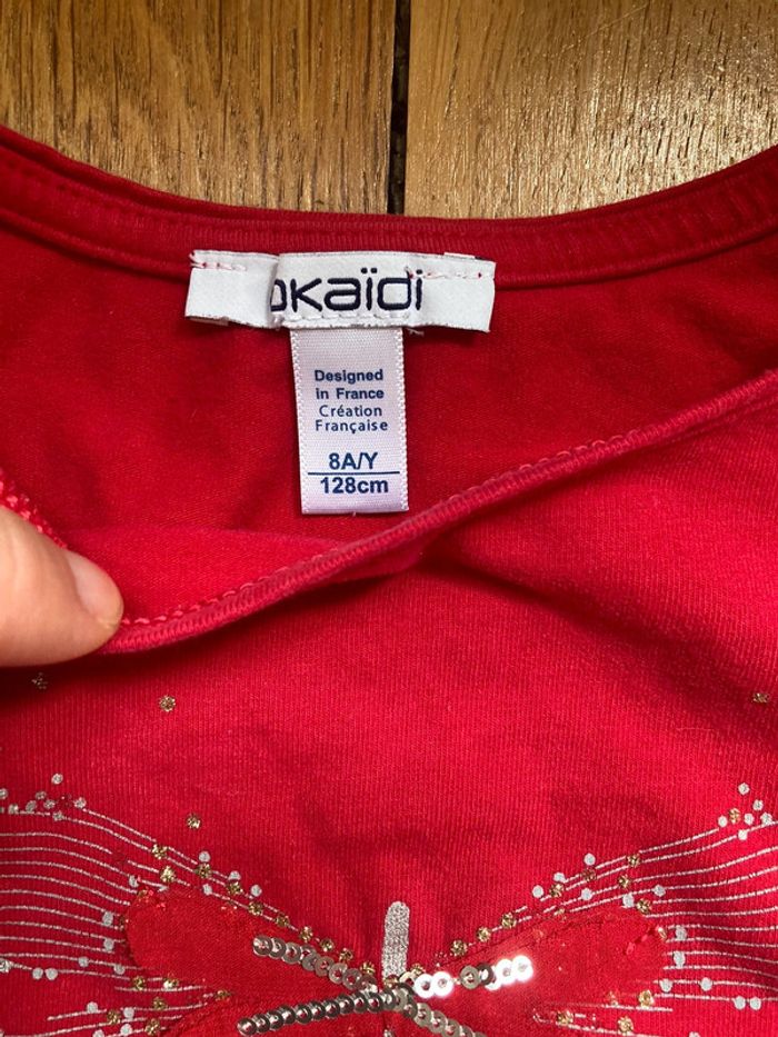 T-shirt rouge libellule 6 ans - photo numéro 3