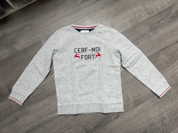 Sweat gris de Noël garçon 8 ans Jules