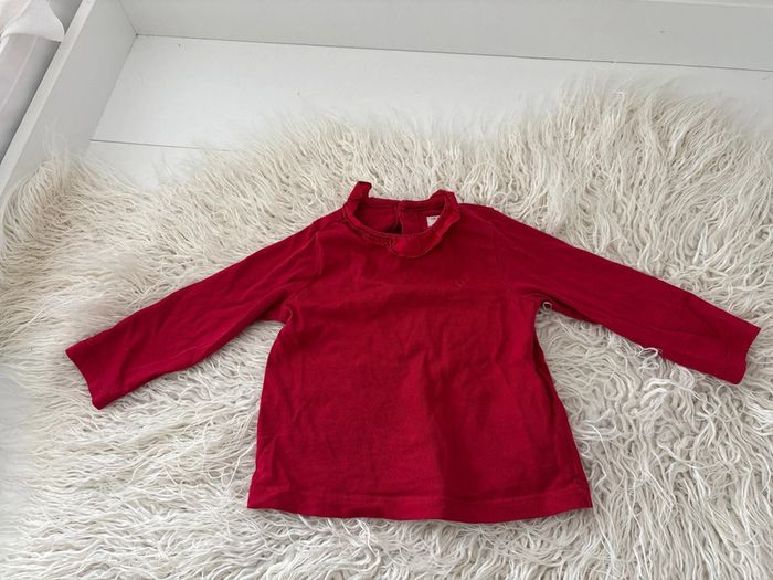 Pull fin rouge DPAM fille 9 mois