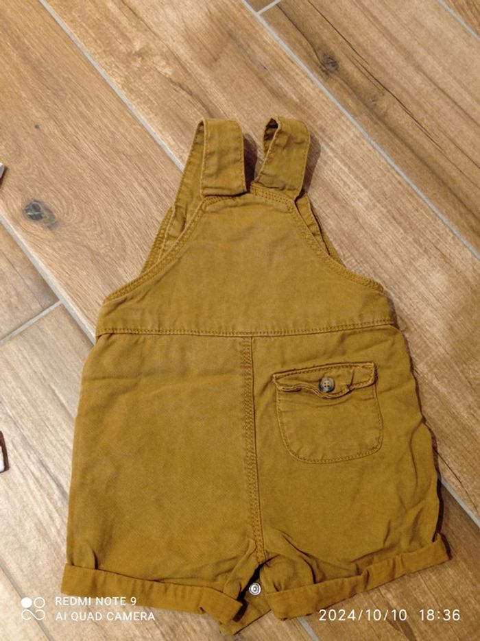 Ensemble salopette Camel + tee shirt écru 9 mois - photo numéro 4