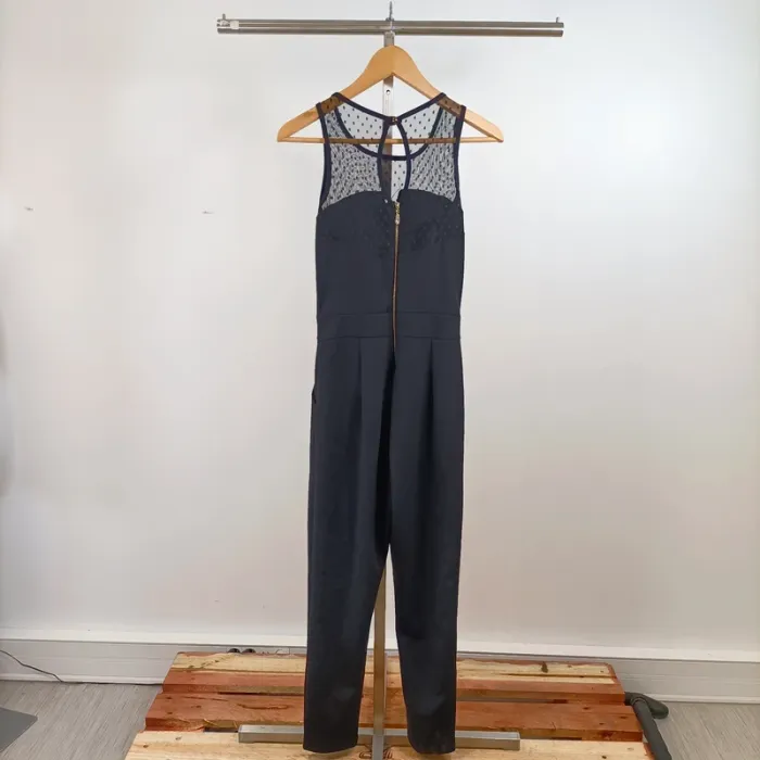 Combinaison noire sans manches chic détail plumetis taille estimée M A1451 - photo numéro 5