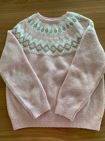 Pull scandinave rose et doré Okaïdi en 8 ans