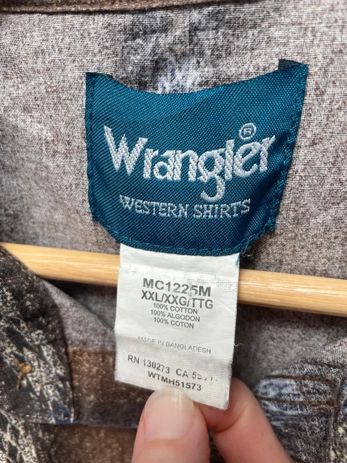Wrangler vintage shirt brown Mens Size XXL - photo numéro 2