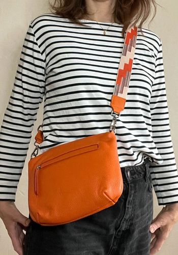 Sac bandoulière orange Pelleteria Veneta – neuf – cuir italien – 25x20cm