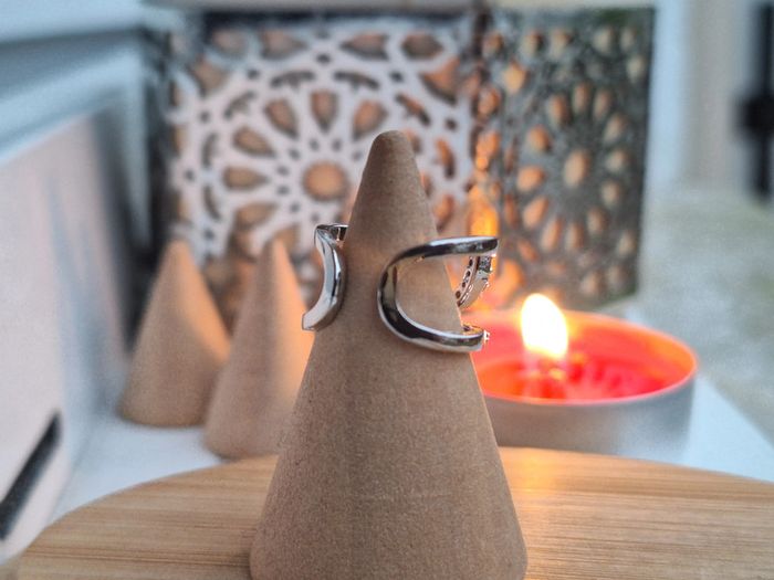 Bague Ongle avec strass en acier inoxydable Argentée ajustable - photo numéro 3