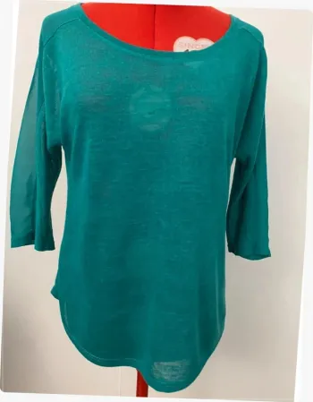 Haut vert manches 3/4 voile et maille Pimkie