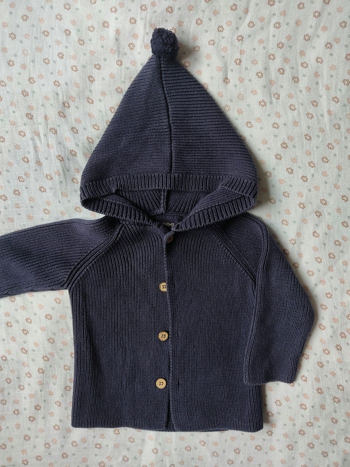Gilet épais en laine bleu marine mixte Bees - Taille 9 mois - Très bon état