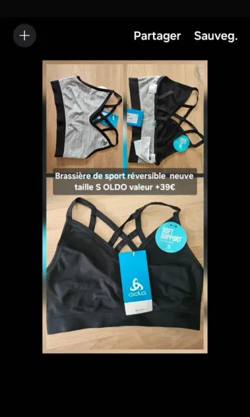 Brassière de sport réversible ODLO femme S noir Seamless