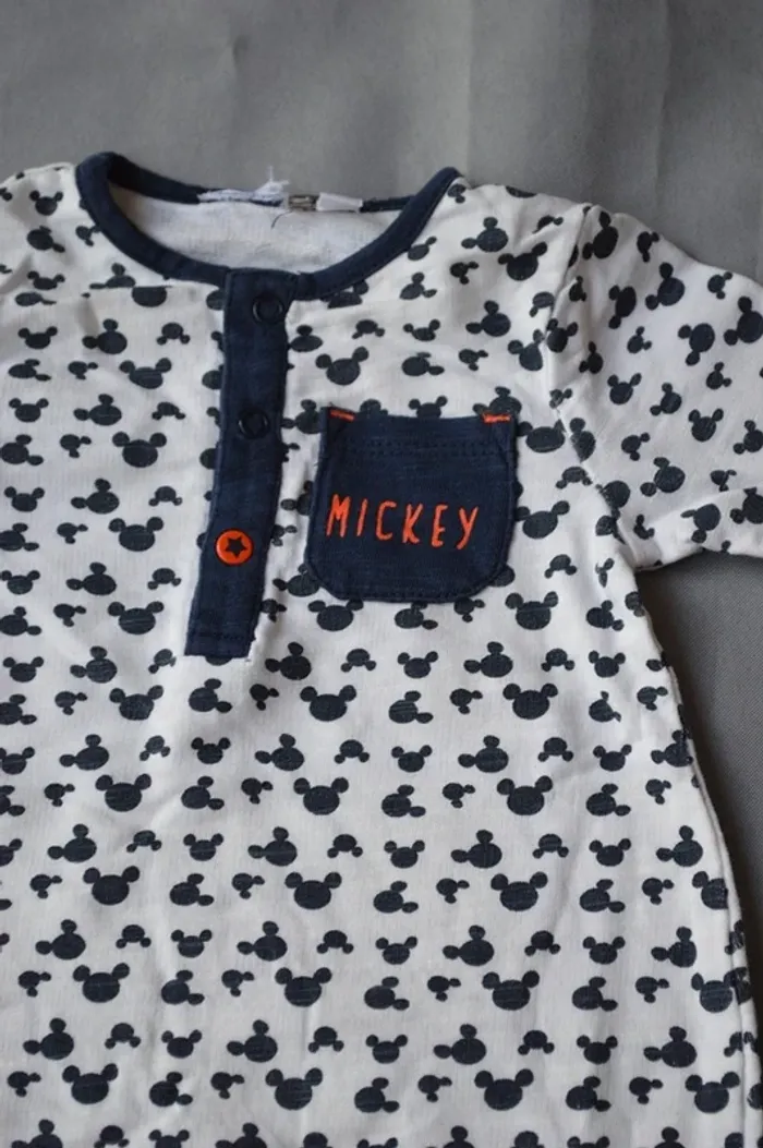 Pyjama Bébé Disney Mickey Blanc Marine 1 Mois - photo numéro 2