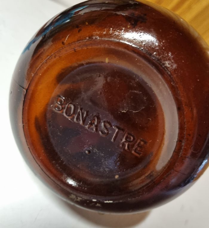 ancienne bouteille moscatel carafe bonastre en verre et etain 1912 - photo numéro 2