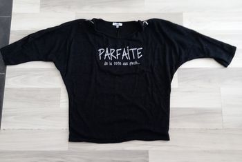 Pull femme noir à manches 3/4 Miss Liberto taille M