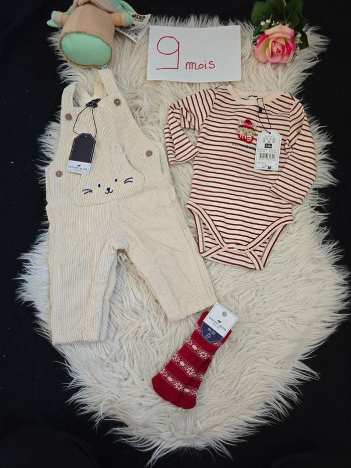 Salopette + bodies + chaussettes