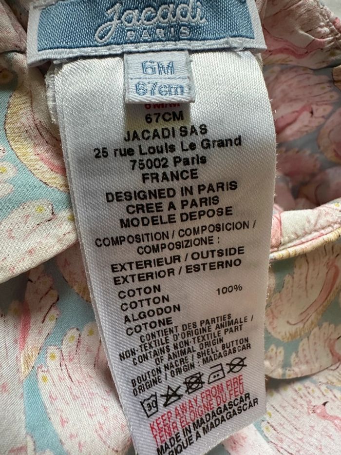 Ensemble Jacadi salopette chemisier paon rose 6 mois - photo numéro 6