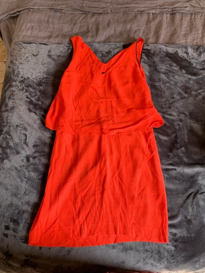 Robe orange fluide type soie Sandro taille 2 - photo numéro 9