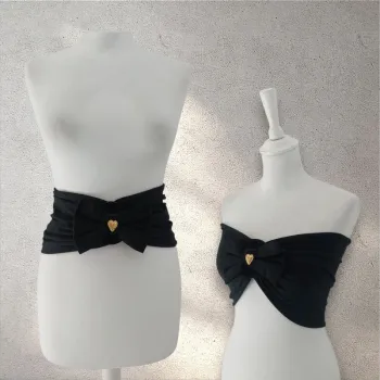 Ceinture bandeau large 2 en 1 tissu et cuir taille unique