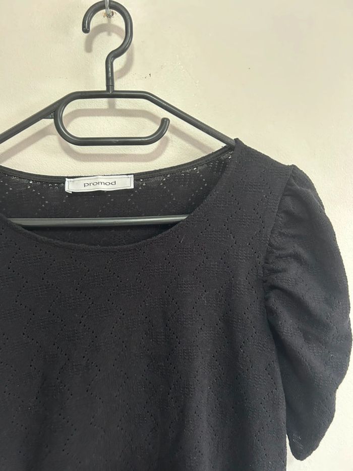 Mignonne blouse en dentelle manches courtes / bouffantes • noir • promod • taille M - photo numéro 6