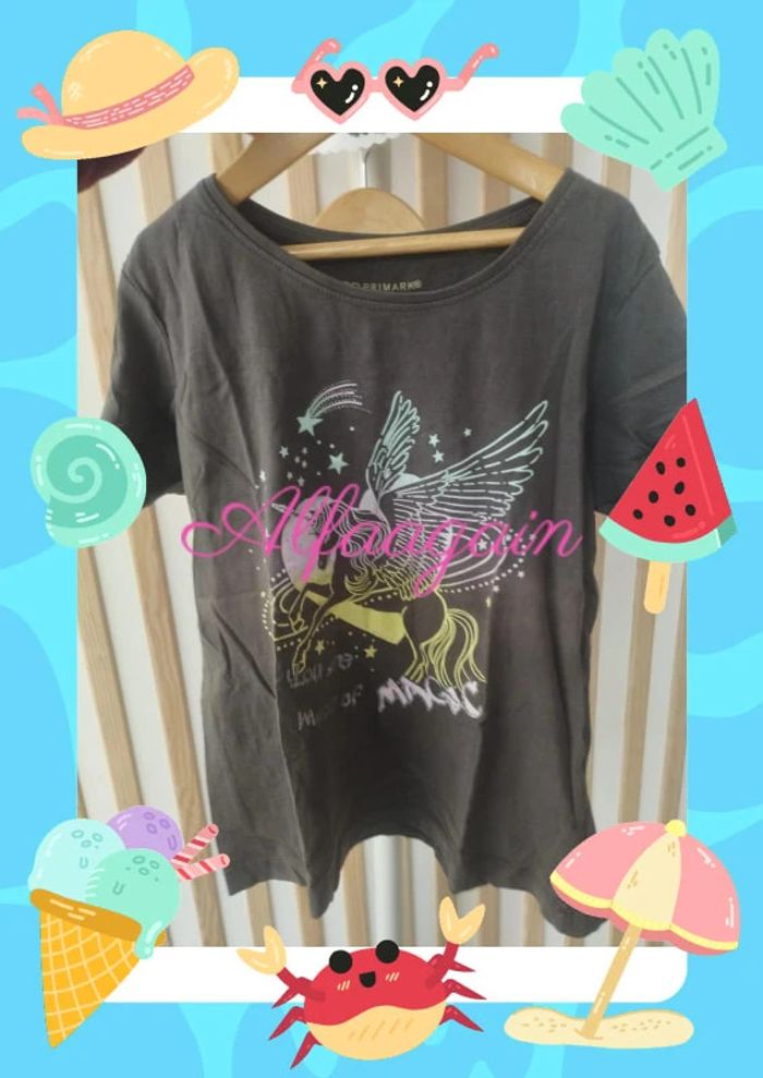 Lot t-shirts licornes Primark extenso rose gris 10ans - photo numéro 5