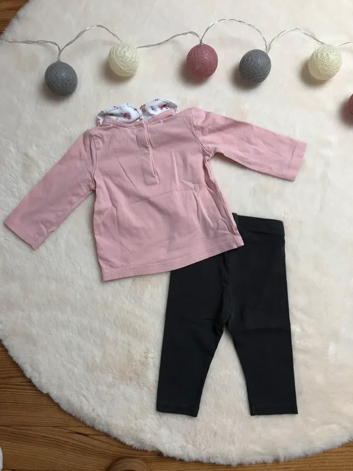 Ensemble legging et haut manches longues col fleuri 3 mois 62cm - H&M et C&A - photo numéro 4