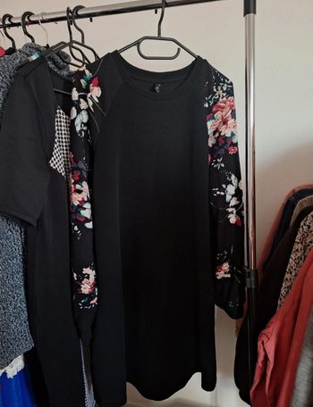 Robe/Tunique Noire Emery Rose T.XXL - Manches Fleuries