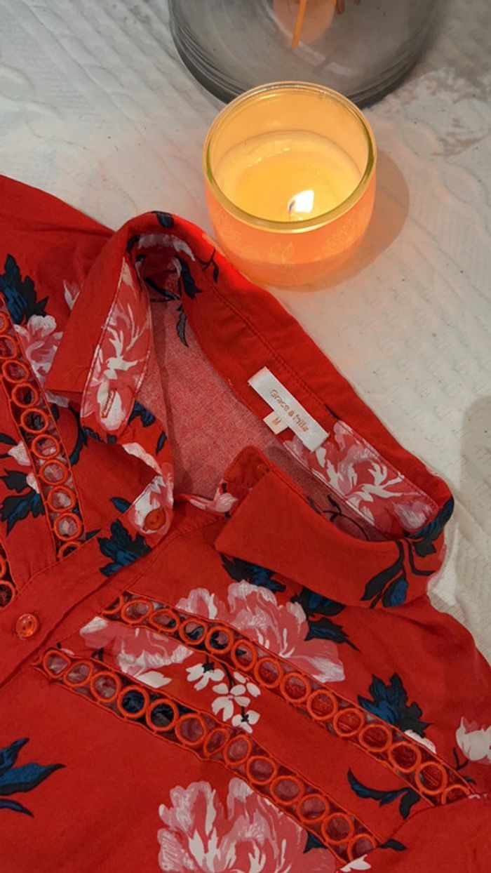 Robe rouge fleurie - photo numéro 2