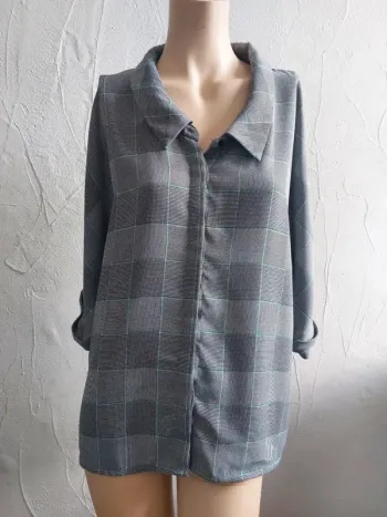 Chemisier à carreaux chic oversize Taille M