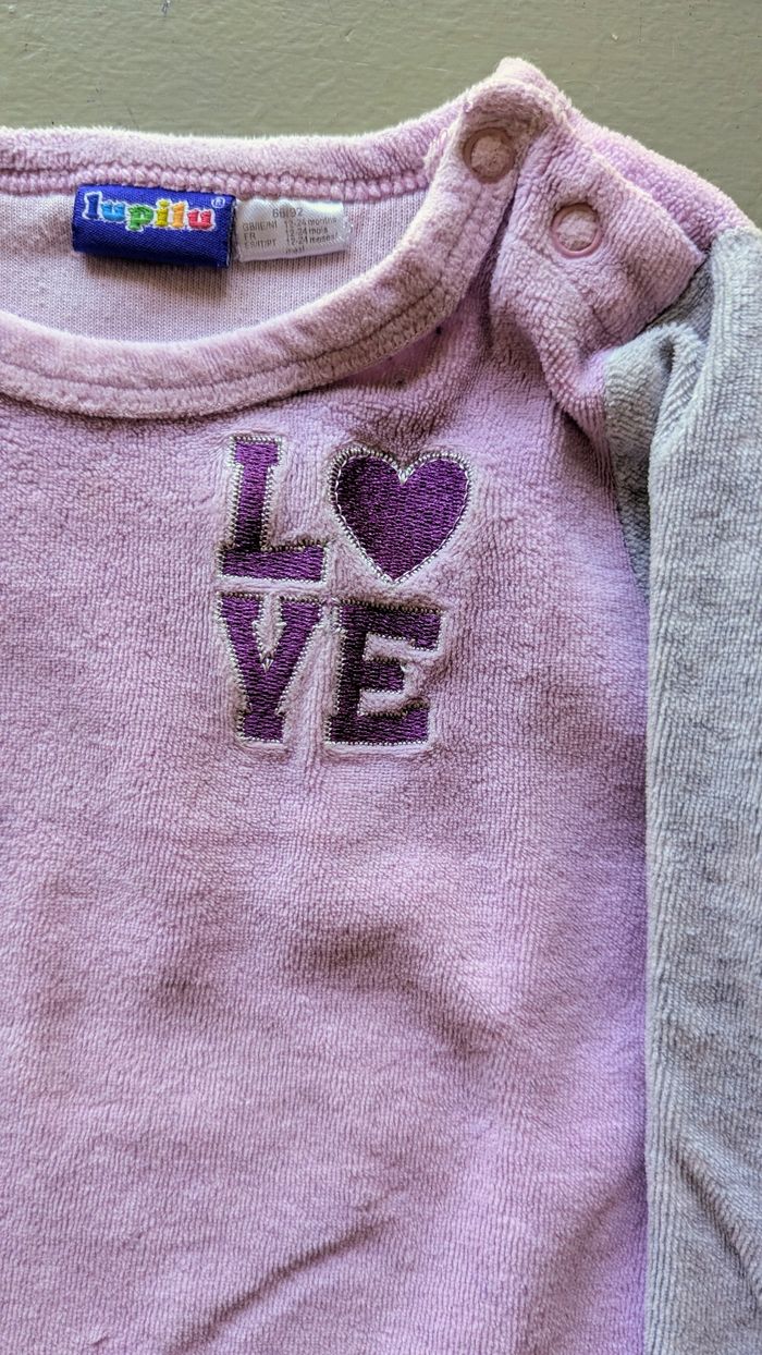 Pyjama 2 pièces gris et rose - photo numéro 2