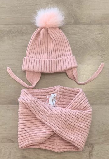 Bonnet et snood Zara rose 2/3 ans