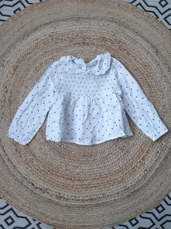 Blouse blanche à pois FPC 36 mois