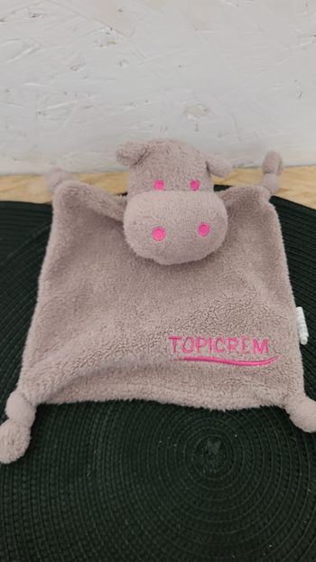 Doudou plat hippopotame marron TOPICREM