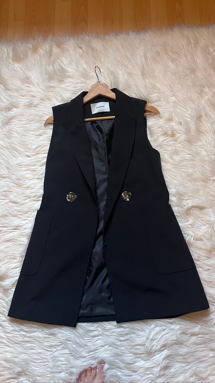 blazer long sans manches noir - photo numéro 2