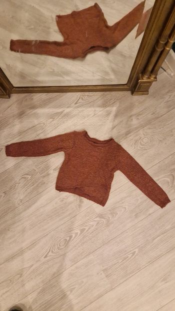 Pull en maille terracotta et métallisé bronze Kiabi 🐯 5 ans