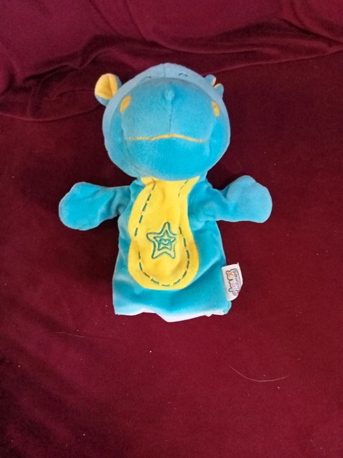 Peluche marionnette ours bleu