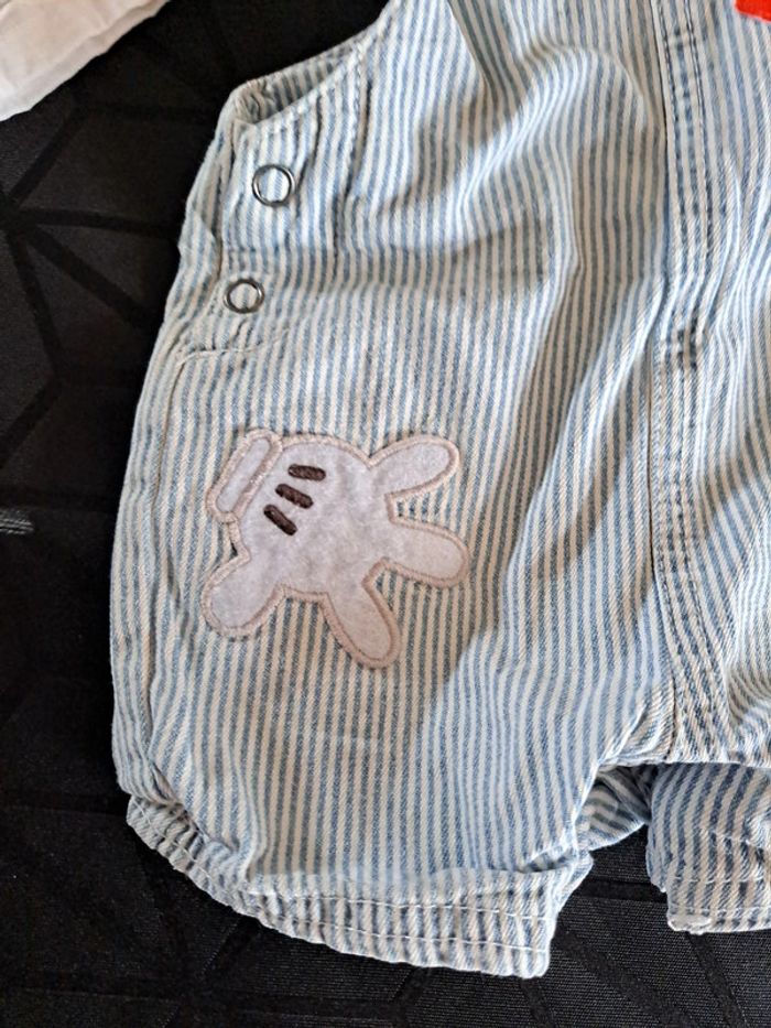 Magnifique ensemble salopette short et chemise manche courte mickey 6mois 100%coton - photo numéro 7
