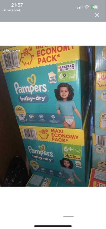 2 carton couche Pampers taille 6+